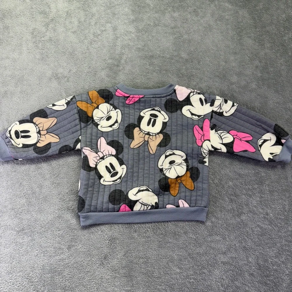 Disney Minnie Mouse Baby Toddler‎ Gray Quilted Sweatshirt Pullover Top 24M